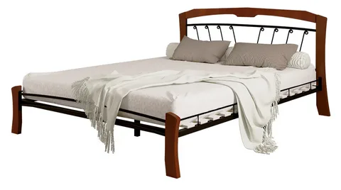 Кровать Муза 4 лайт, цвет: Черный, ножки махагон